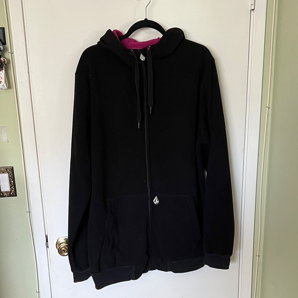 Black Volcom Hoodie with Pink Lining